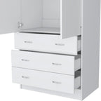 Devali Blue Double-Door Armoire With 3 Drawers And 1 Hanging Rod