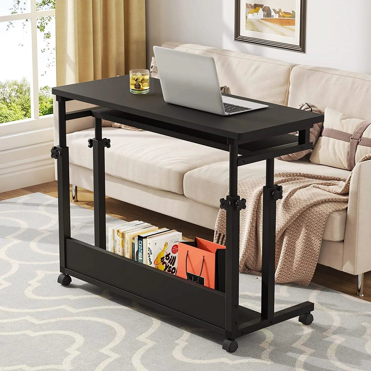 Height-Adjustable Portable Laptop Desk With Keyboard Tray, 43.3in H x 31.5in L x 17in D