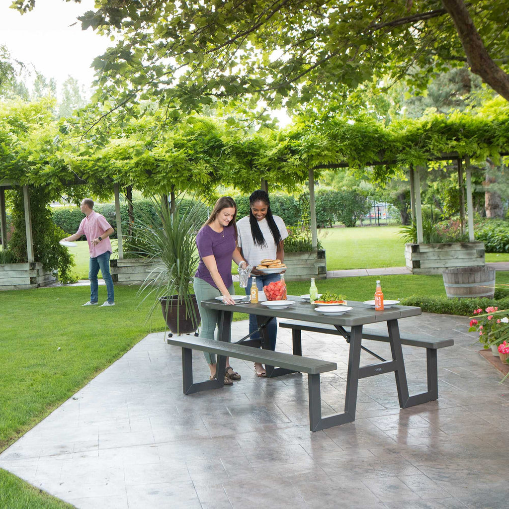 Lifetime 6-Foot W-Frame Folding Picnic Table, Brown - 60233