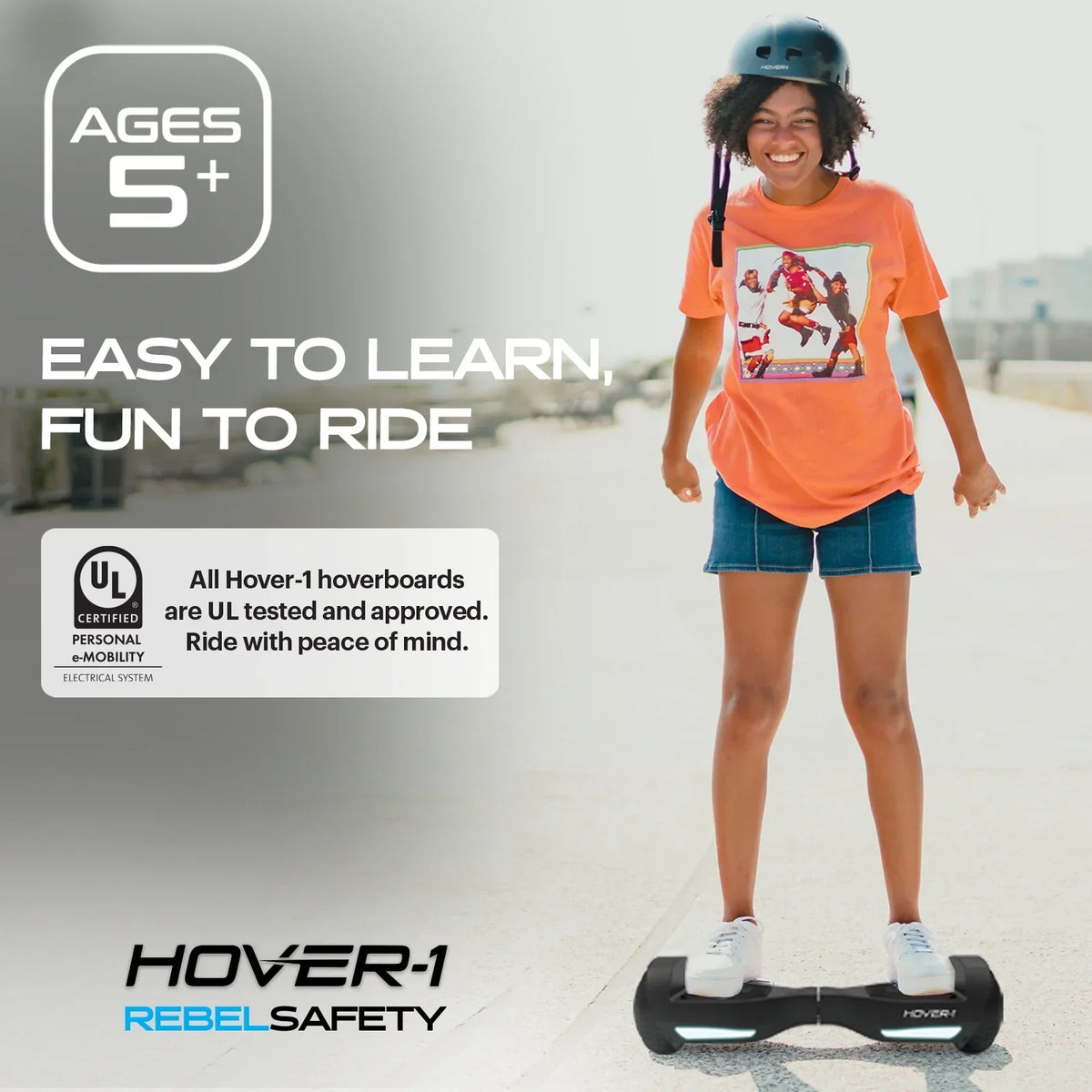 Hover-1 Rebel Kids Hoverboard With LED Headlight, 6 mph Max Speed, 130 lbs Max Weight, 3 Miles Max Distance - Pink Zebra