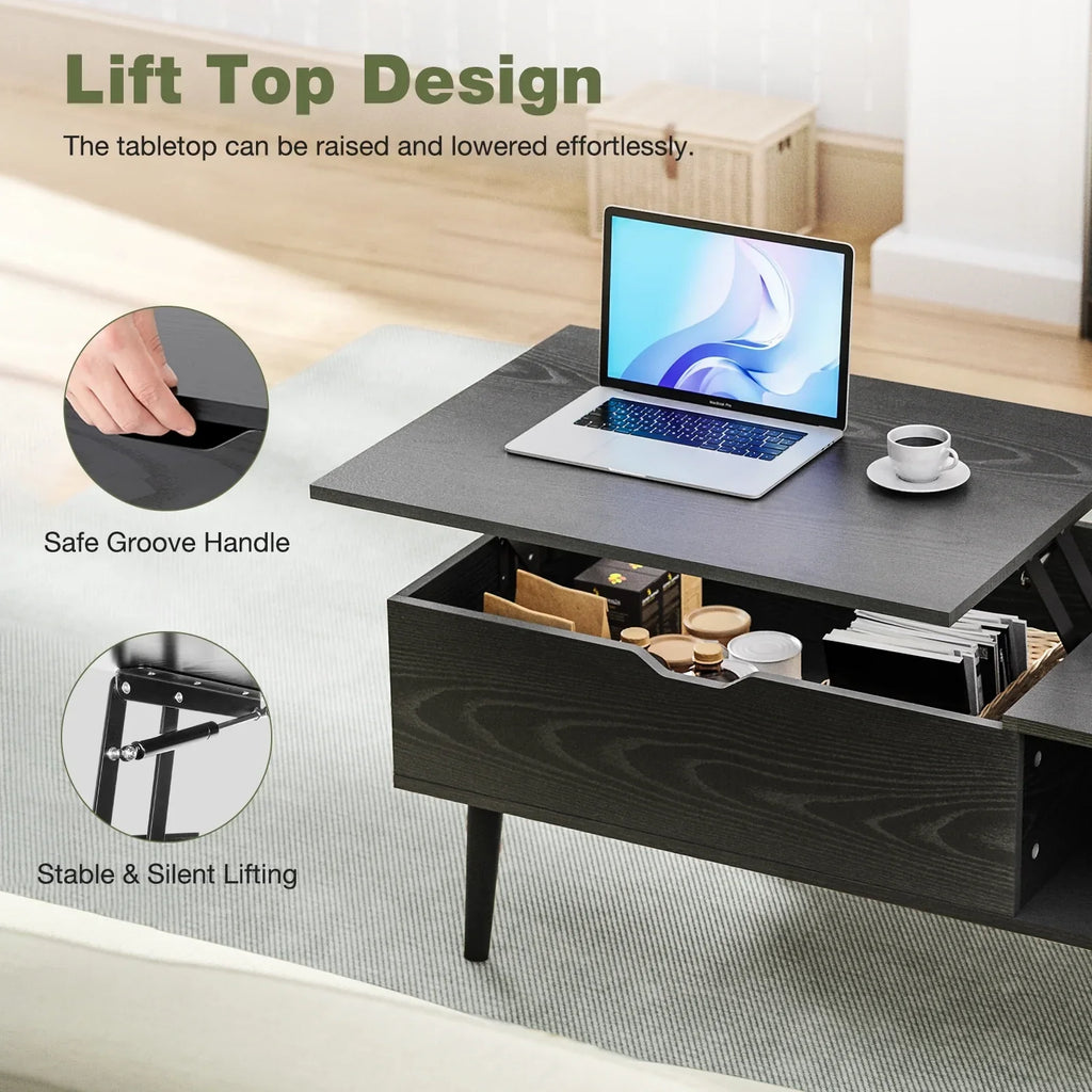 DeeHome Sweetcrispy Lift-Top Coffee Table With Hidden Storage