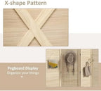 CHFBC 4-Panel Pegboard Room Divider 4.7' Tall Natural