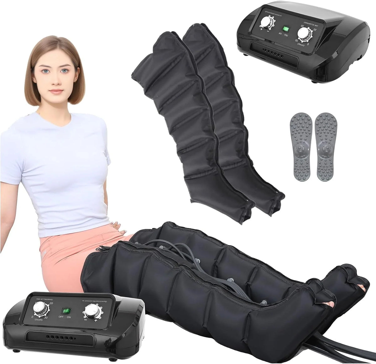 Generique 6-Chamber Pressotherapy Compression Device for Legs, Stomach and Arms - Model 1