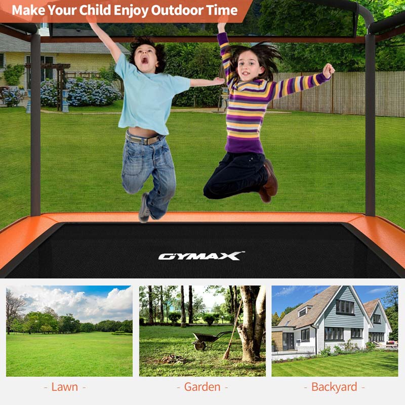 6 FT Kids Rectangle Trampoline With Swing And Safety Fence - ASTM Approved, Ages 3-8
