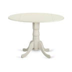 HomeStock 3-Pc Wood Dining Table Set With Round Kitchen Table And 2 Parsons Chairs, Linen White Finish
