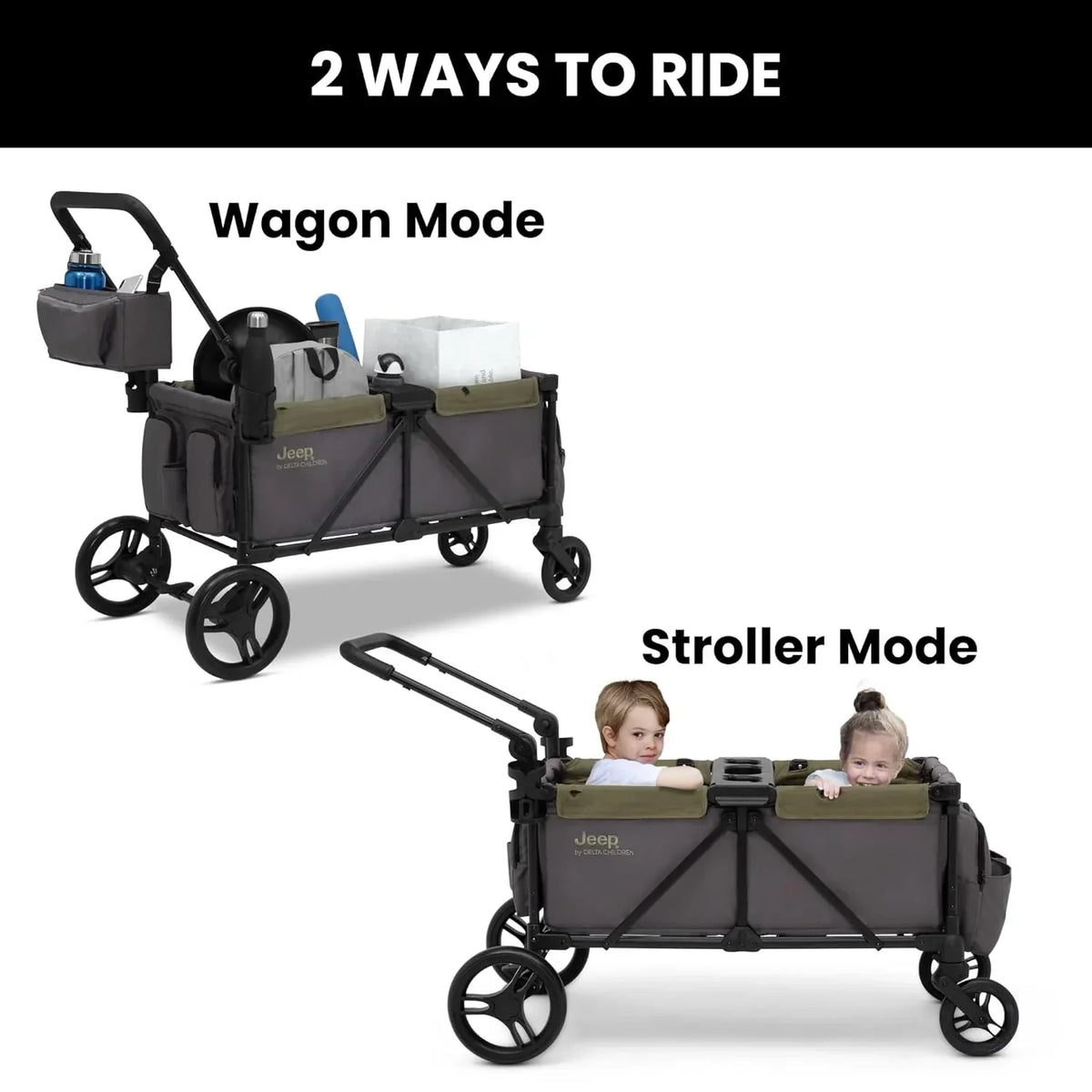 Jeep Sport All-Terrain Stroller Wagon With Canopy And Parent Organizer