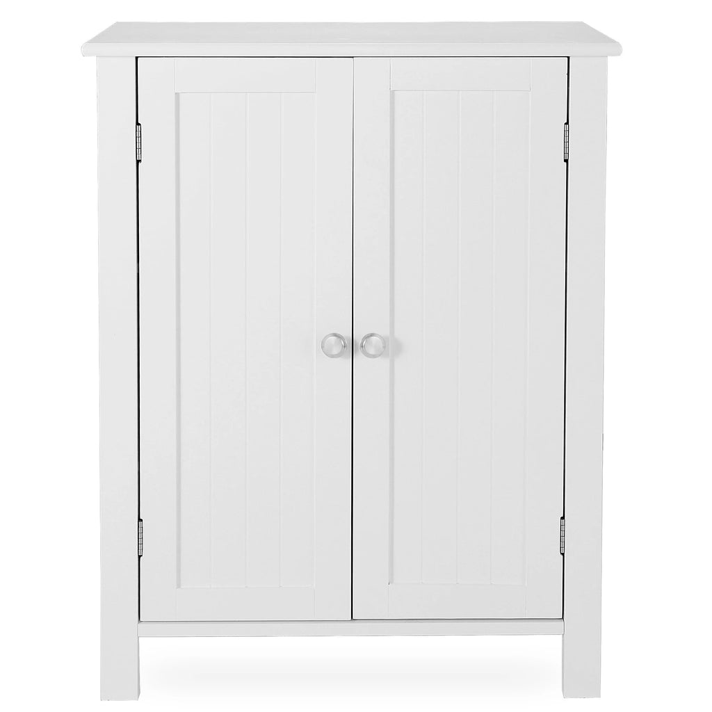 HomGarden 2-Door Bathroom Floor Storage Cabinet With Adjustable Shelves, 11.8in W, White