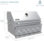 Spire 5 Burner Built-In Propane Gas Grill, Stainless Steel, 30 Inch, 750 SQ In, 63,000 BTUs - 740-0788P