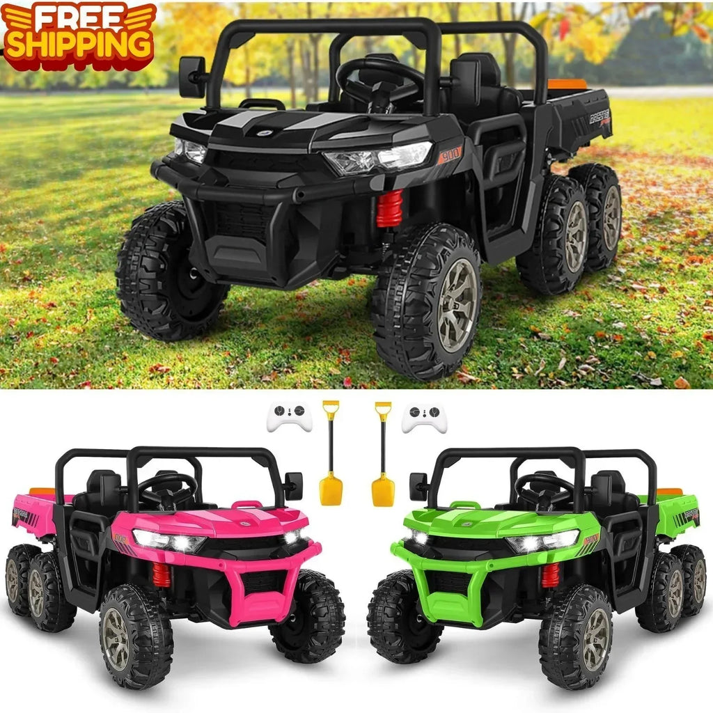 24V 6-Wheel UTV Ride-On With Dump Bed And 4WD Power