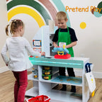 BRINJOY Kids Grocery Store Pretend Play Set With LED Lights And Acrylic Sheet, 35.6 x 24.4 x 43.3 in