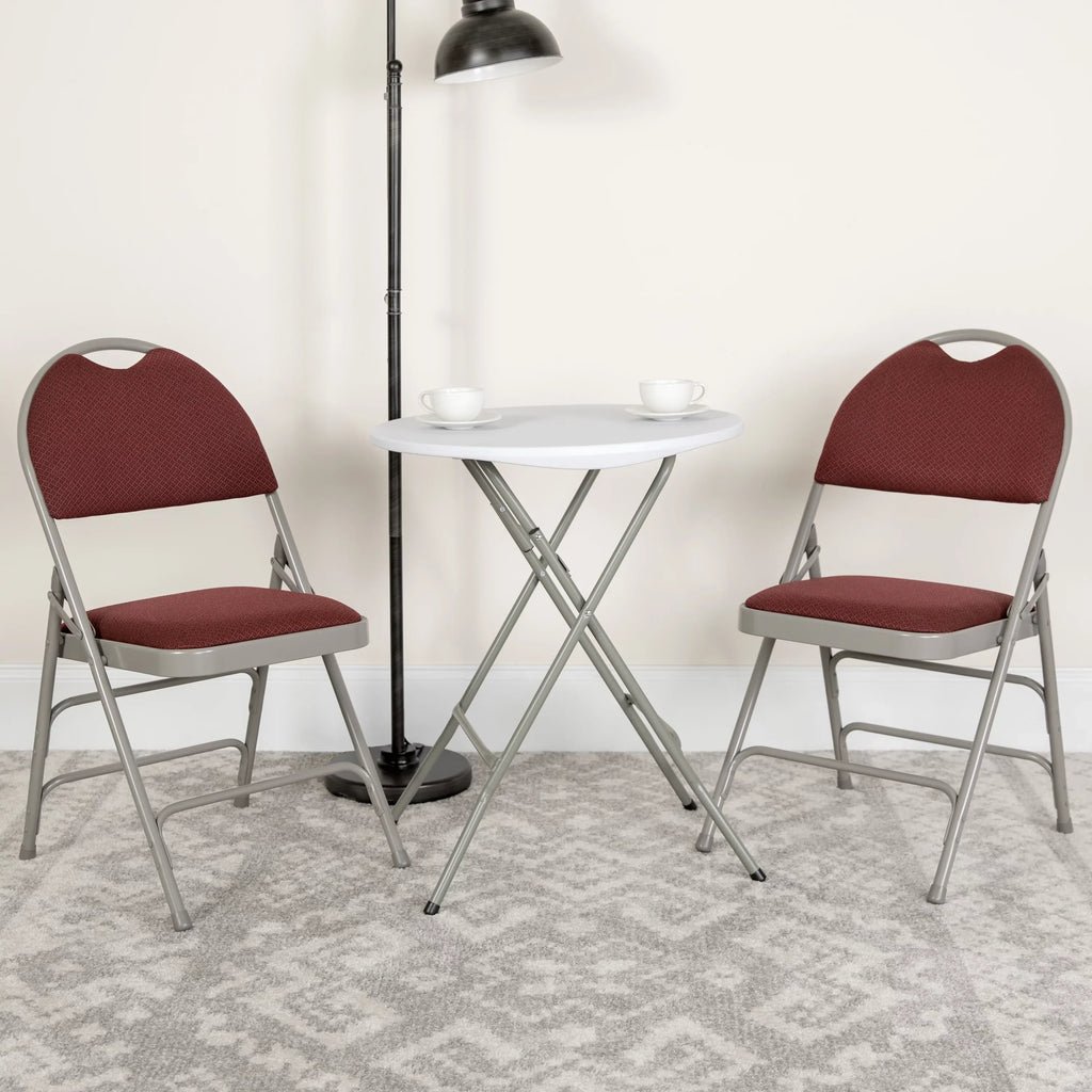 Flash Furniture HERCULES Series Triple-Braced Burgundy Fabric Metal Folding Chair