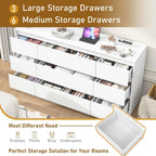 ChVans 9-Drawer Dresser With Charging Station, Black, 63in x 15.7in x 31.5in