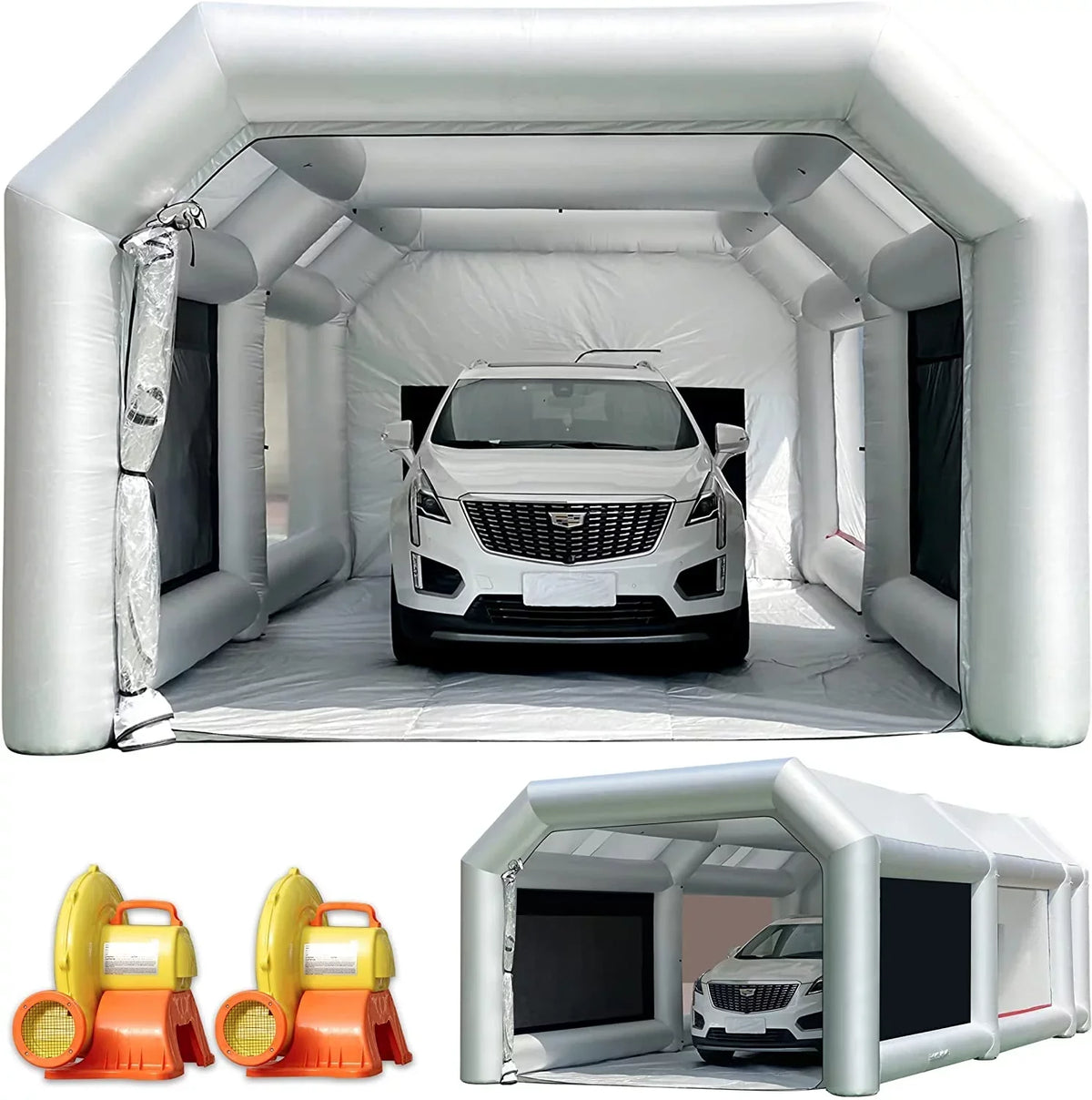 WARSUN Inflatable Paint Booth With Air Filter System, 28X15X10Ft, 950W+750W Blowers