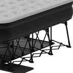 Dextrus Inflatable Queen Air Mattress With Built-In Pump, Steel Frame, Velvet Surface, Khaki