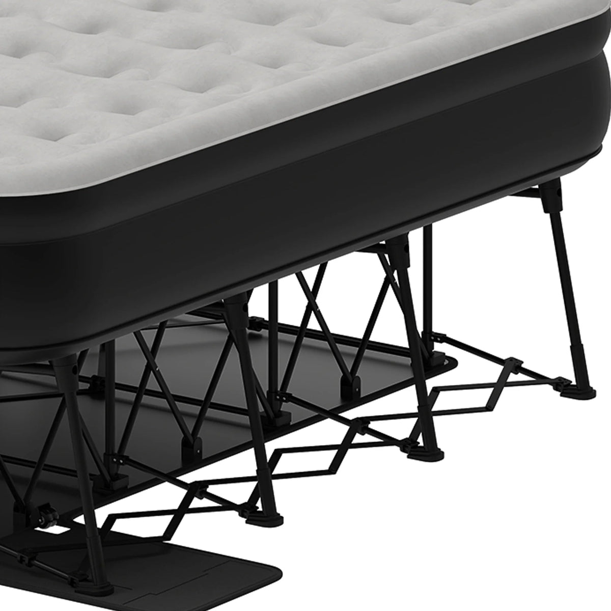 Dextrus Inflatable Queen Air Mattress With Built-In Pump, Steel Frame, Velvet Surface, Khaki
