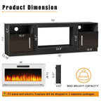 Waleaf TV Stand With 18 in Electric Fireplace And Adjustable Glass Shelves - TVs Up To 65 inch