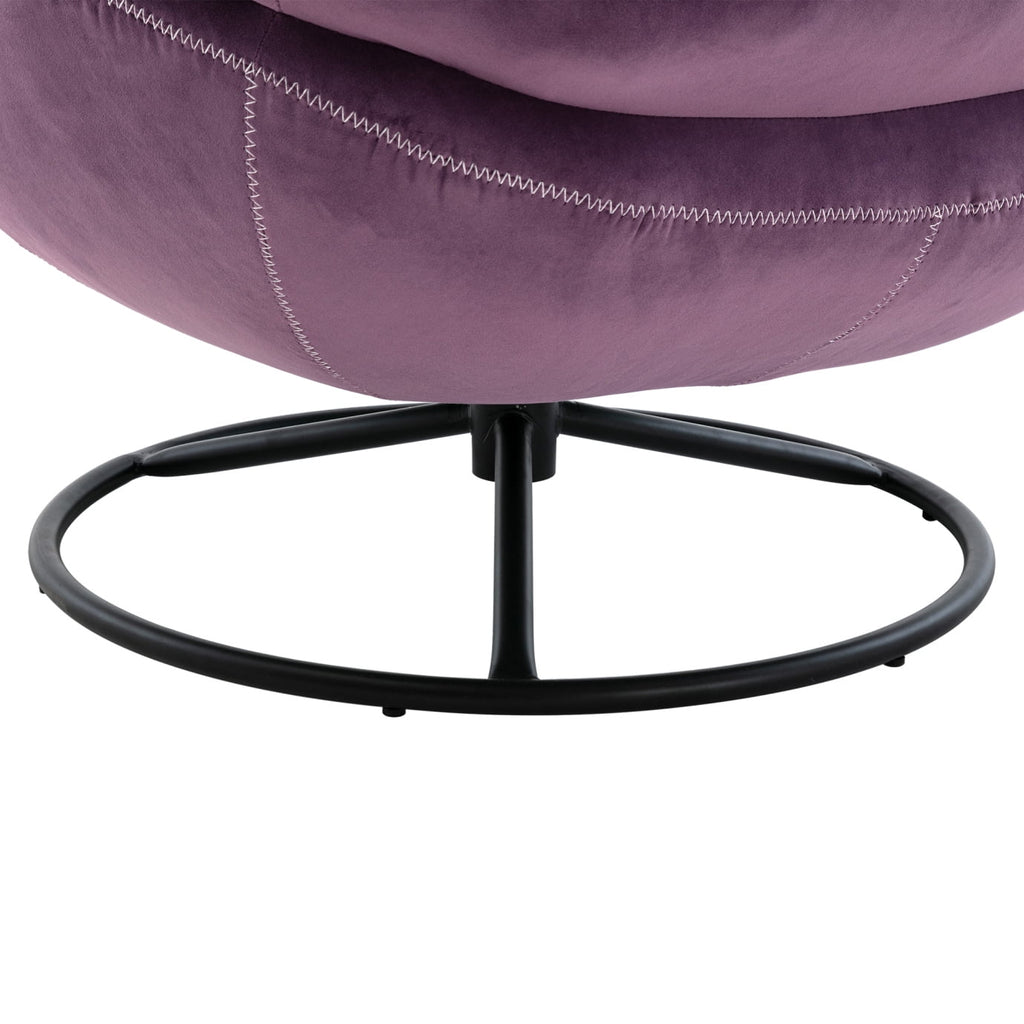 Velvet Swivel Accent Chair With Ottoman Set, Pink, 31.73 x 33.5 x 33.78 Inches