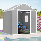 Seizeen Resin Outdoor Storage Shed With Floor, Light Gray, 82 in H