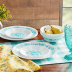 The Pioneer Woman by Corelle Dinnerware Set, 12-Piece, Teal Floral