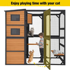 Aivituvin Large Cat Catio, 4 Tiers, Weatherproof Roof, 70in H x 77in L - AIR54