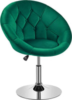HOMEZY Tufted Swivel Vanity Chair, Black - Height Adjustable, 360-Degree