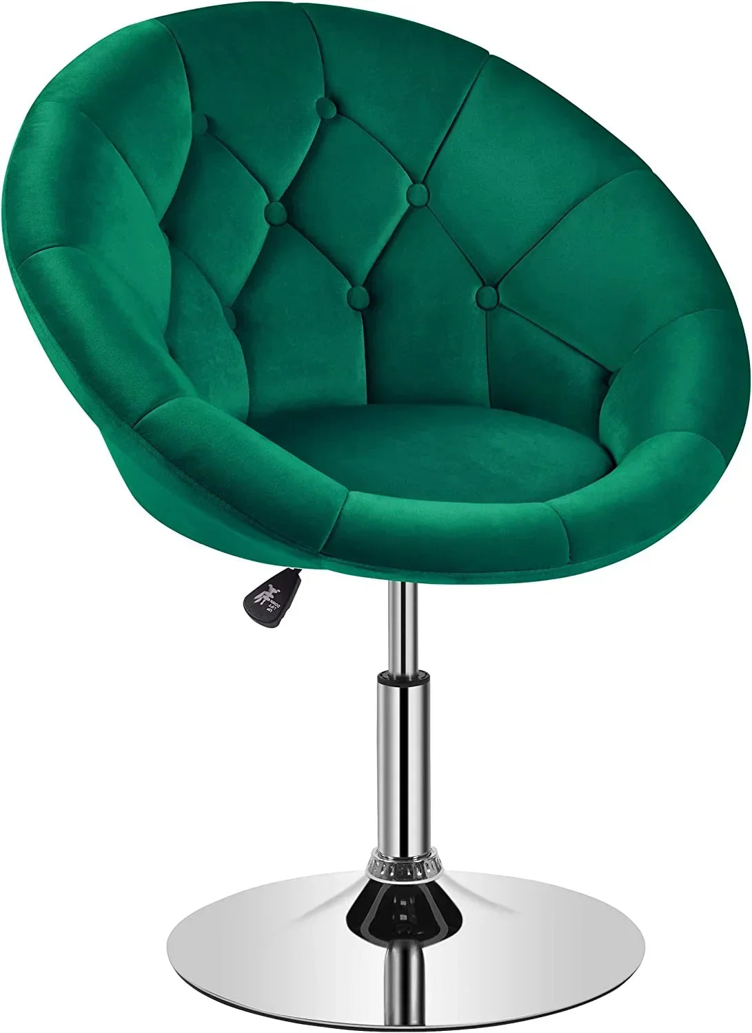 HOMEZY Tufted Swivel Vanity Chair, Black - Height Adjustable, 360-Degree
