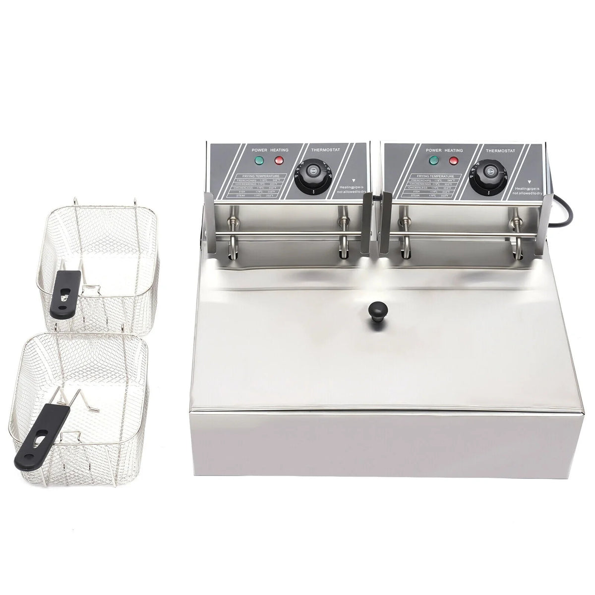 Commercial Electric Deep Fryer, 5000W, 12L Single Tank, Stainless Steel Fry Basket
