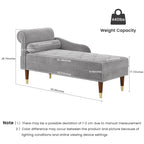 Vesgantti Velvet Chaise Lounge, 59 in, Grey