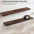 Set Of 2 Handcrafted European Pine Floating Wall Shelves, 16inch/24inch/36inch, Grey/Espresso/Walnut