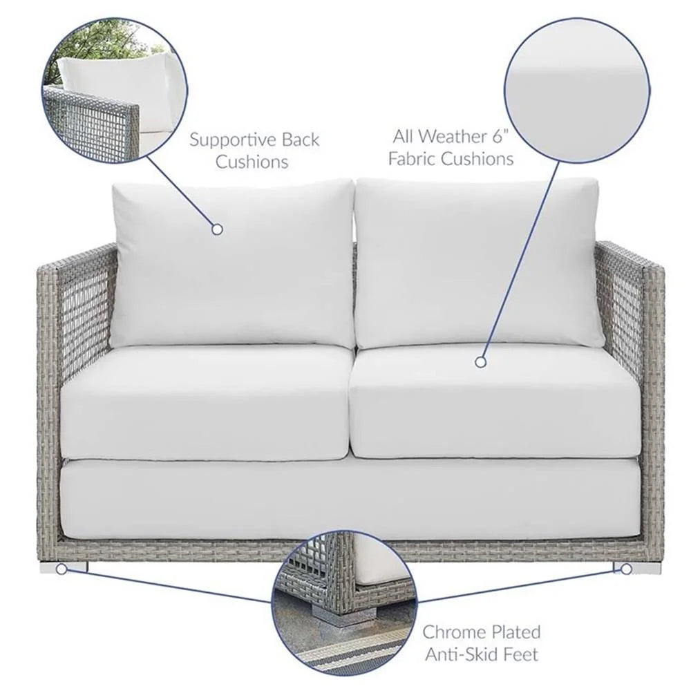Afuera Living Wicker Patio Loveseat, Gray - 52in W x 32in D