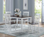 Dining Side Chairs 4pc Set White And Walnut Finish Wooden Seat