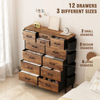 12-Drawer Fabric Dresser With Wood Top And Metal Frame