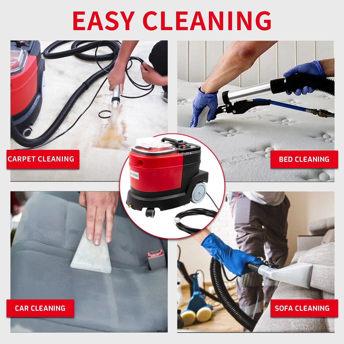 SunMax Carpet And Upholstery Extractor Cleaning Machine, 1.07 HP, 3.7-Gal Tank