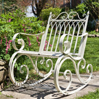 Metal Outdoor Rocking Bench, Bronze, 45 in L x 36 in W x 36 in H