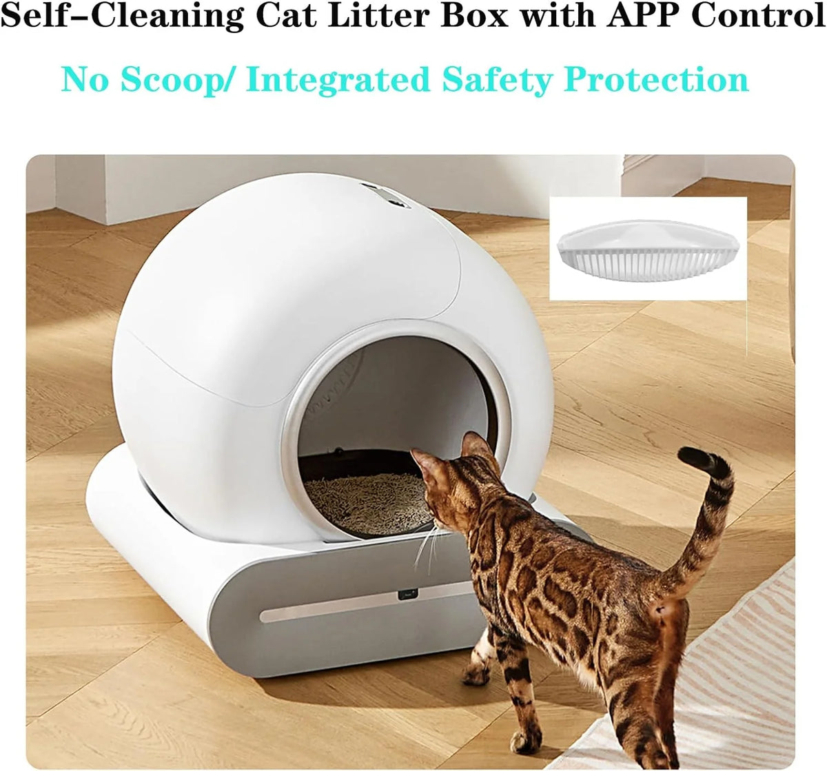 Automatic Cat Litter Box, White, 65L Capacity, 9L Collection Bin - TYSD-1