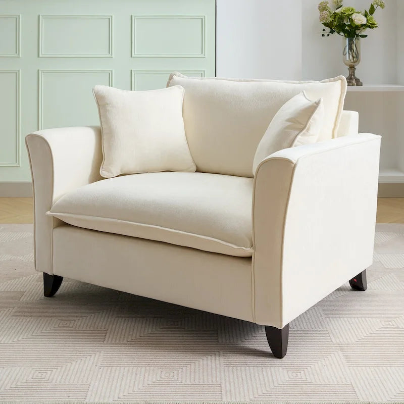 Oversized Chenille Fabric Armchair With 33.9 in Wide Seat Cushion