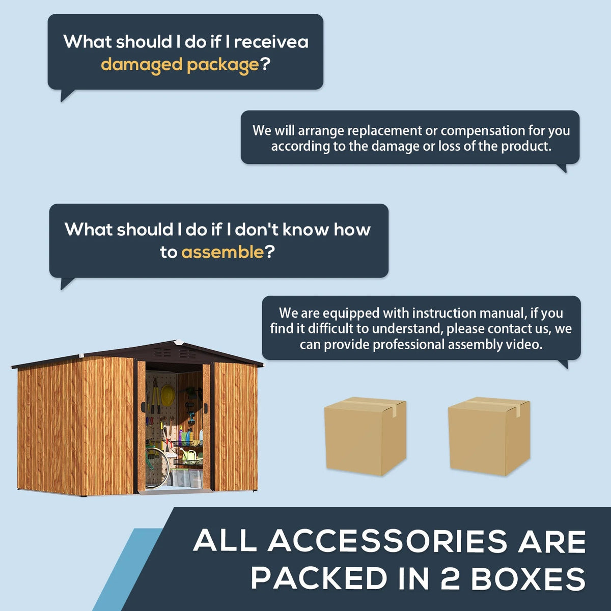U-MAX 8 x 6 ft. Wood Grain Outdoor Metal Storage Shed With Lockable Door