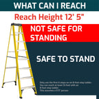 Louisville Ladder 8' Fiberglass Step Ladder, 12' Reach, 250 lbs Load Capacity - W-3118-08