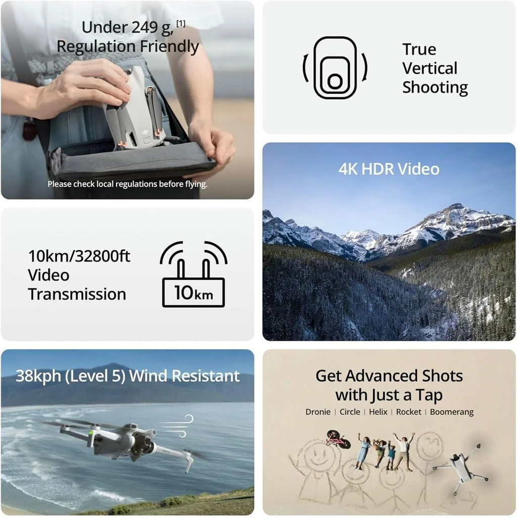 dji Camera Drone, 4K, 38-Min Flight Time, 10 km Video Transmission - Mini 3