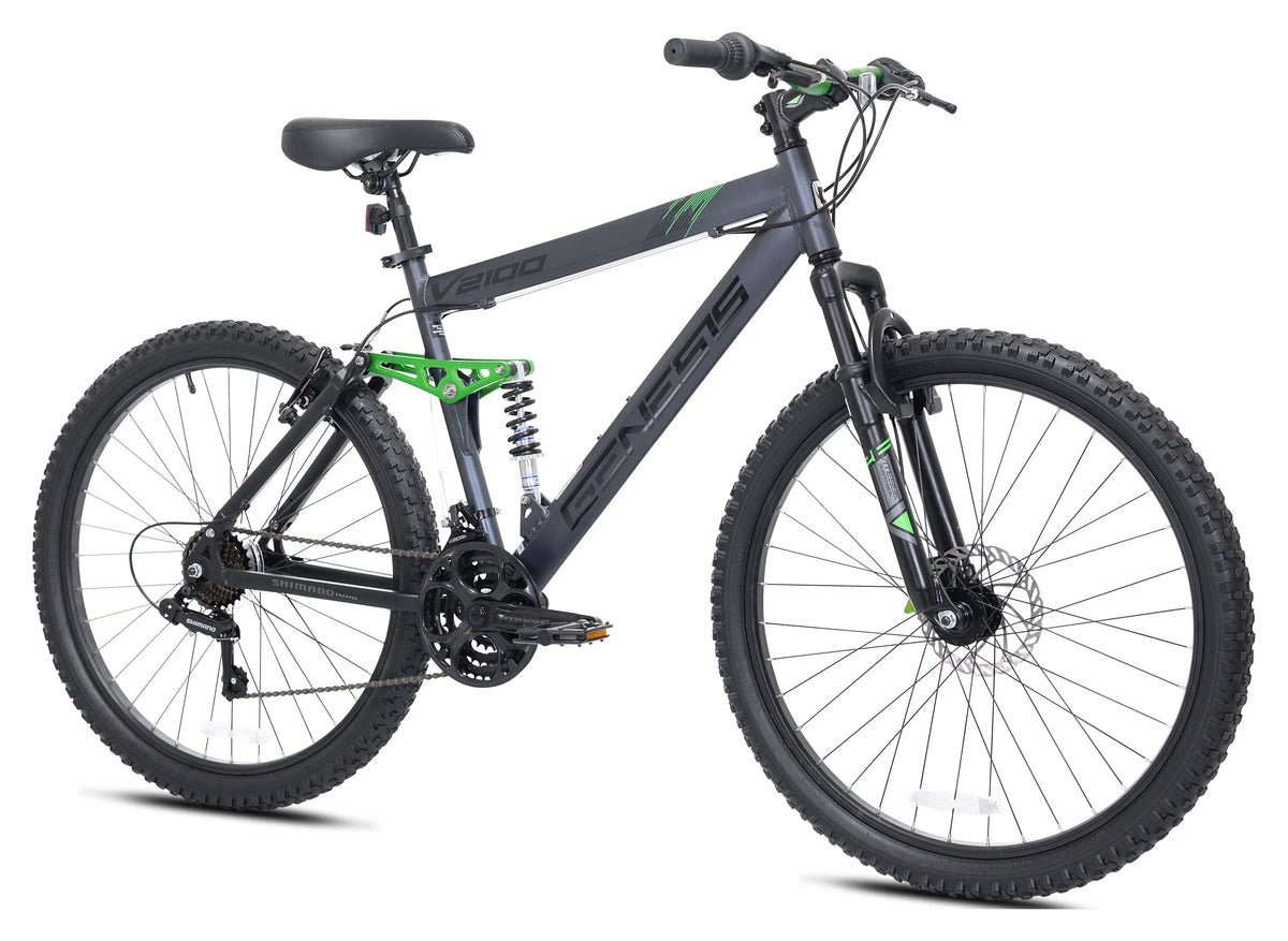 Genesis V2100 Men's Dual Suspension Mountain Bike, 26in, Slate Gray