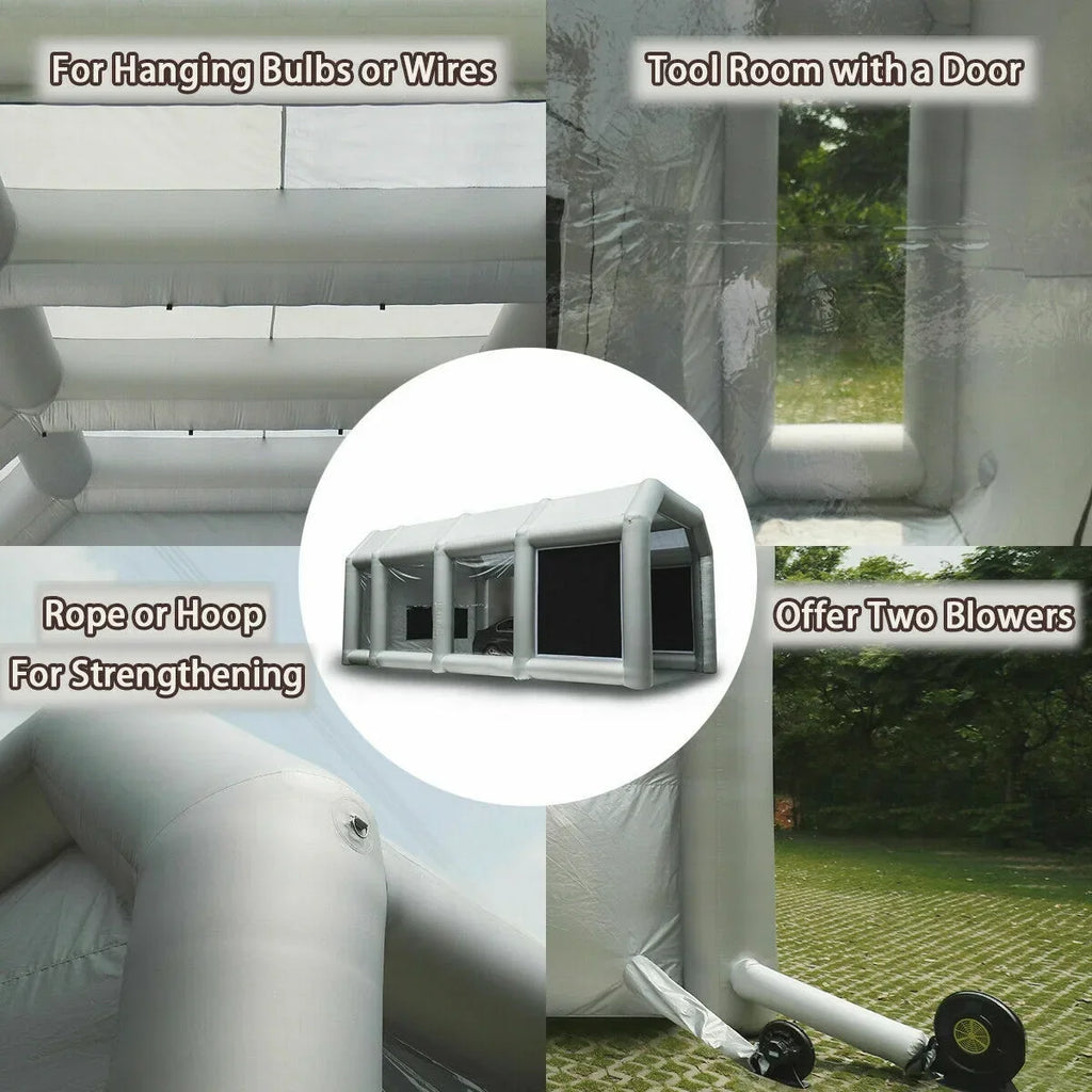 Inflatable Spray Paint Booth Tent 28X15X10FT With Two Blowers - 950W+280or380W