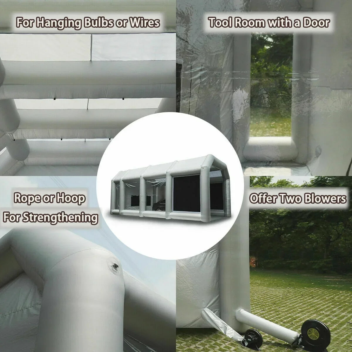 Inflatable Spray Paint Booth Tent 28X15X10FT With Two Blowers - 950W+280or380W