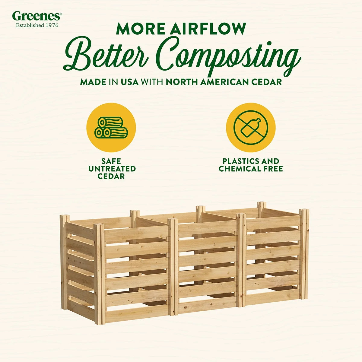 Greenes Fence Cedar Wood Composter 24 in x 24 in x 31 in, 77.3 Gal.