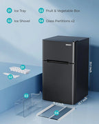 Euhomy 3.2 Cubic Feet 2-Door Mini Refrigerator With Freezer, Silver - RF-S