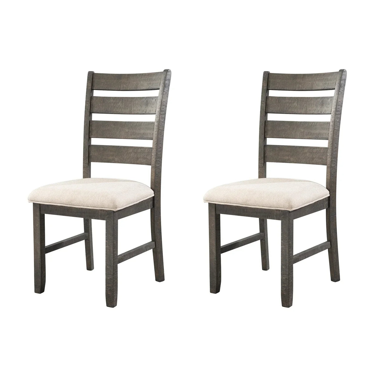 HomeStock Rustic Retreat Side Chair Set - Cream Solid Wood Ladder Back