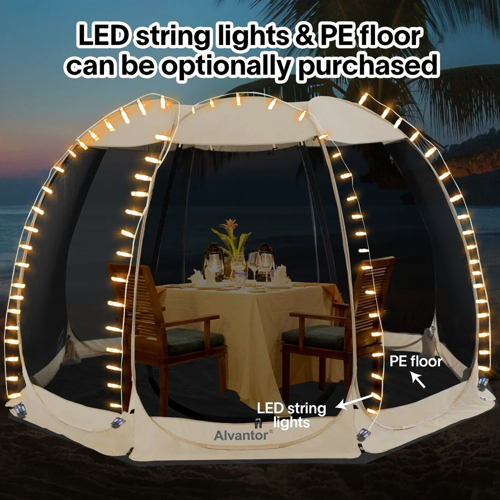 Alvantor Screen House Camping Instant Canopy 12 ft x 12 ft - Beige