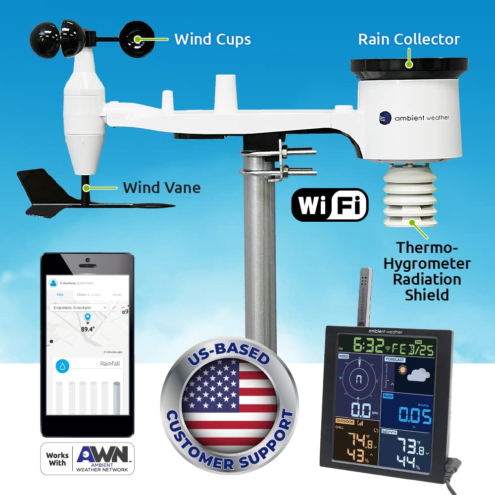 Ambient Weather WiFi Weather Station With Remote Monitoring And Network Access - WS-1965