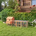 PawHut Wooden Chicken Coop With Run And Inner Hen House Space - 145 in