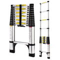 HBTower Telescoping Extension Ladder, Aluminum, 12.5 FT, 330 lbs Capacity, 2 Triangle Stabilizers