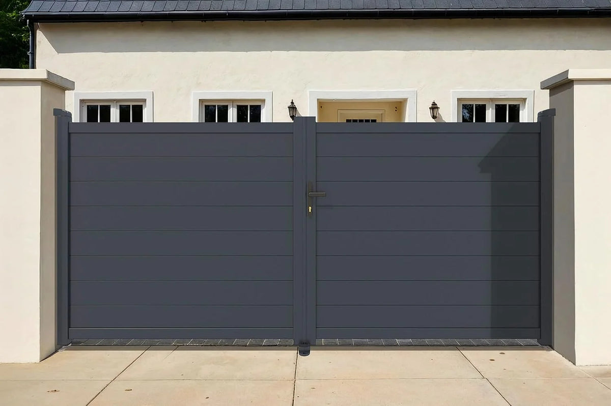 Casanoov Aluminium Folding Driveway Gate 4m x 160cm Grey - KIT-000024